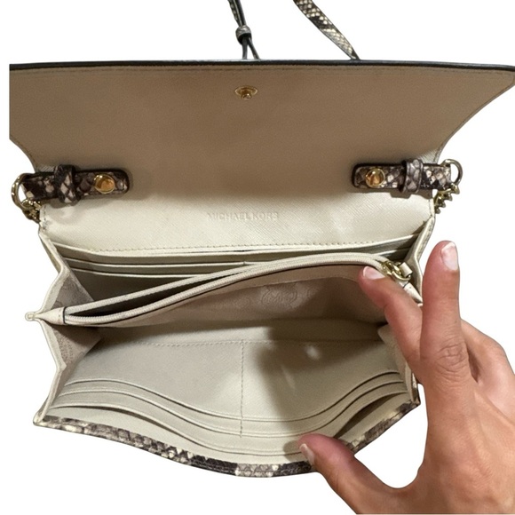 Two-Piece Michael Kors Snakeskin Satchel & Crossbody Bag Set | Day to Night - Picture 13 of 15